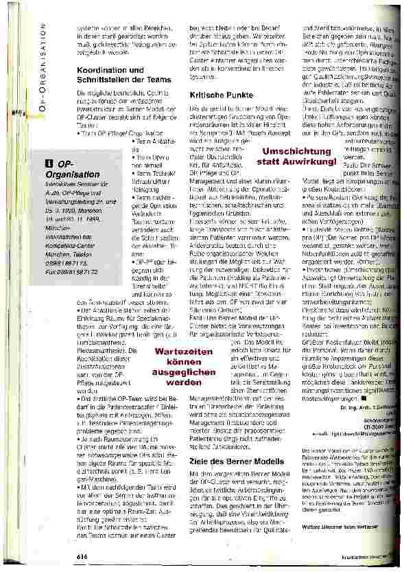 Vorschauseite 5: Schneller und effizienter im OP Kostenreduktionen mit dem Berner Modell der OP-Cluster