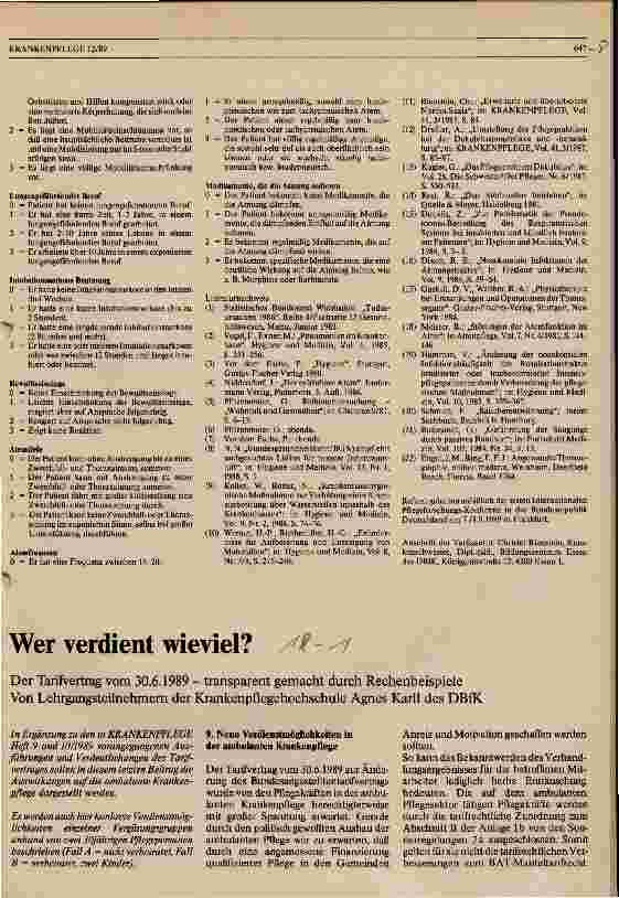 Vorschauseite 1: Wer verdient wieviel? Der Tarifvertrag vom 30. 06. 1989
