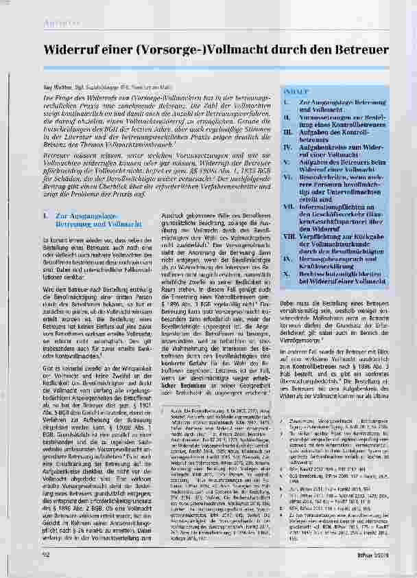 Vorschauseite 6: Die Vorsorgevollmacht in der betreuungsgerichtlichen Praxis