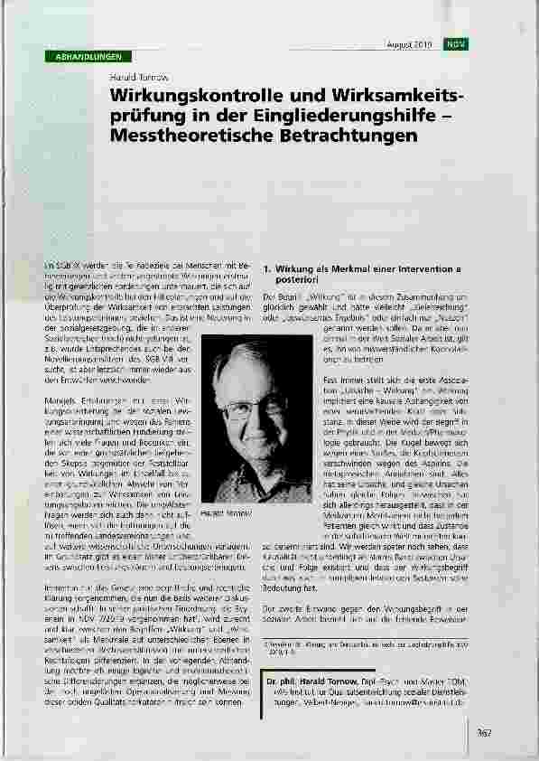Vorschauseite 1: Wirkungskontrolle und Wirksamkeitsprüfung in der Eingliederungshilfe Messtheoretische Betrachtungen