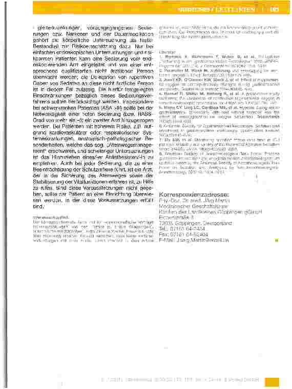 Vorschauseite 5: Zusammenfassung der S3»Leitlinie„Sedierung in der gastrointestinalen Endoskopie*