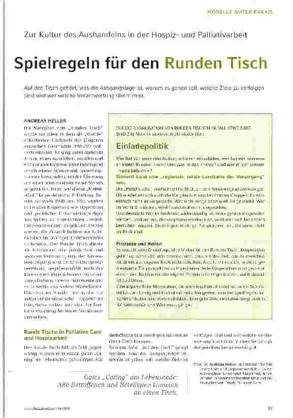 Vorschauseite 1: Zur Kultur des Aushandelns in der Hospizund PalliativarbeitSpielregeln für den Runden Tisch