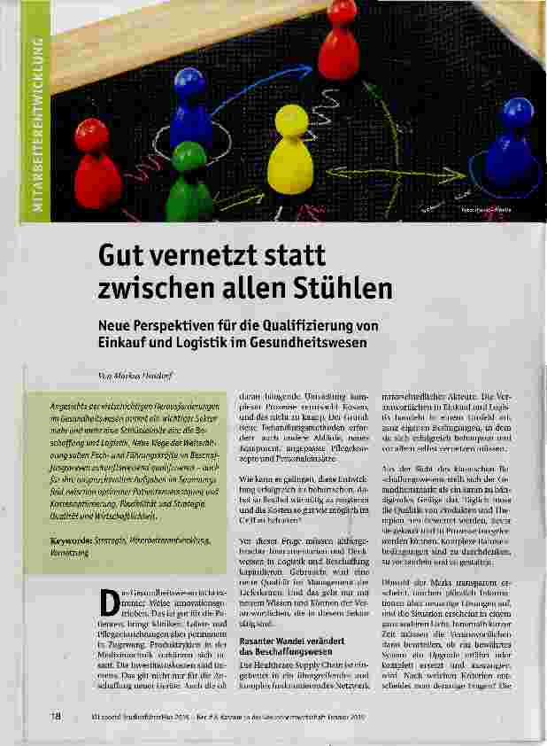 Vorschauseite 1: Gut vernetzt statt zwischen allen Stühlen