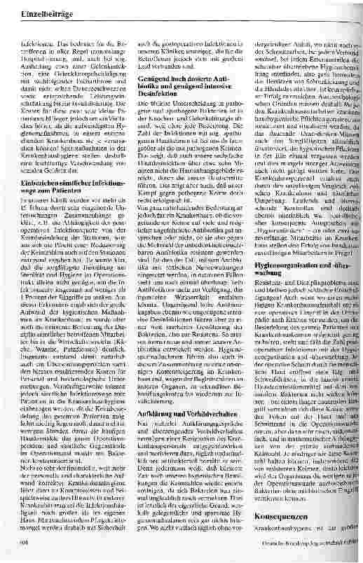Vorschauseite 2: Aspekte der Krankenhaushygiene Erfahrungen und Konsequenzen aus einer orthopädischen Klinik