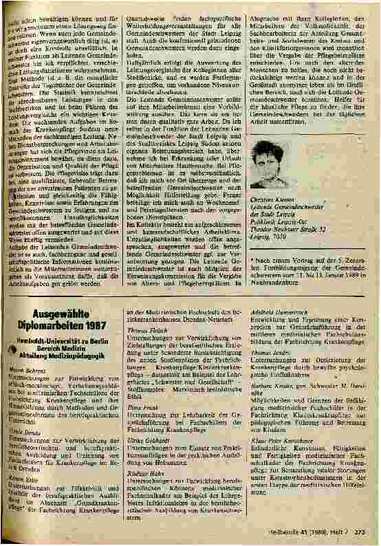 Vorschauseite 2: Aufgaben und Arbeitsweise der Leitenden Gemeindeschwester