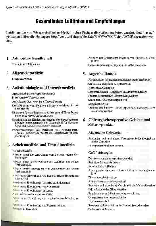 Vorschauseite 1: Gesamtindex Leitlinien und Empfehlungen I