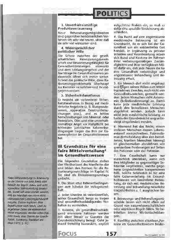 Vorschauseite 5: Manifest für eine faire Mittelverteilung im Gesundheitswesen vom 13. Januar 1999 Ist unser Gesundheitswesen noch bezahlbar?