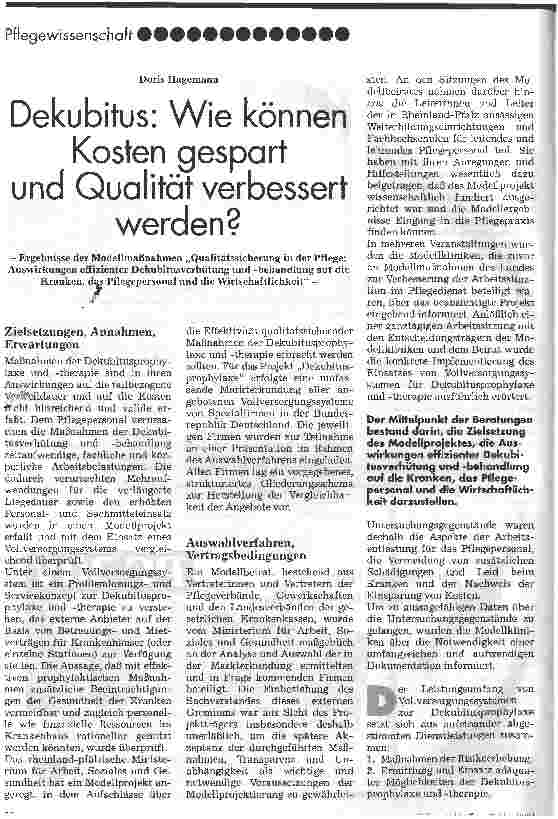 Vorschauseite 1: Dekubitus: Wie können Kosten gespart und Qualität verbessert werden?