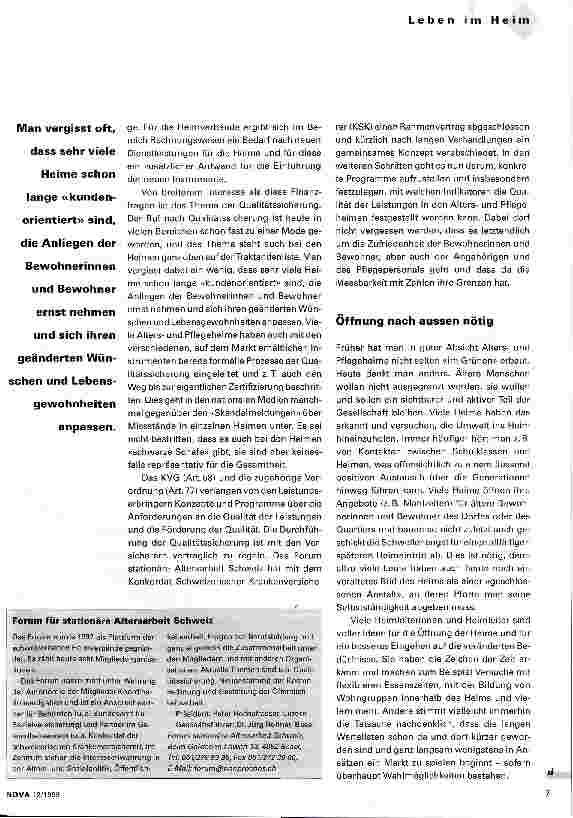 Vorschauseite 2: Neue Herausforderungen für Altersund Pflegeheime