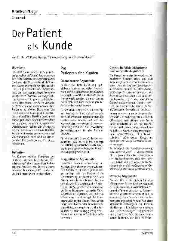 Vorschauseite 1: Der Patient als Kunde