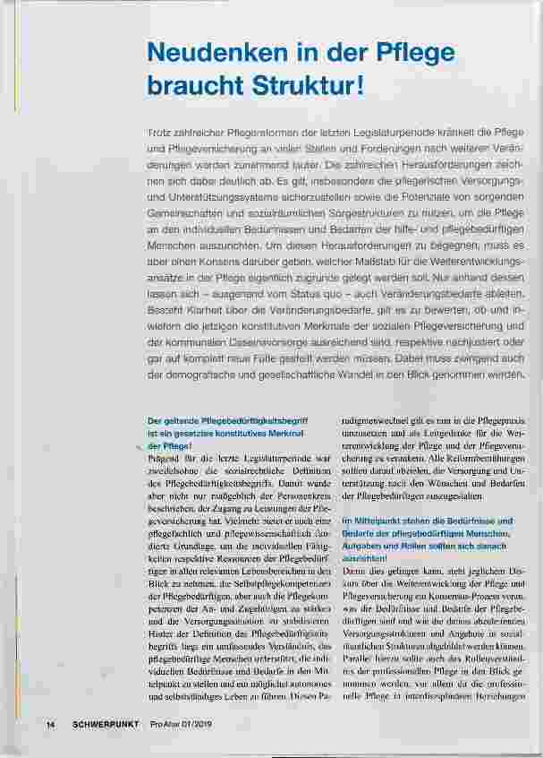 Vorschauseite 1: Neudenken in der Pflege braucht Struktur!