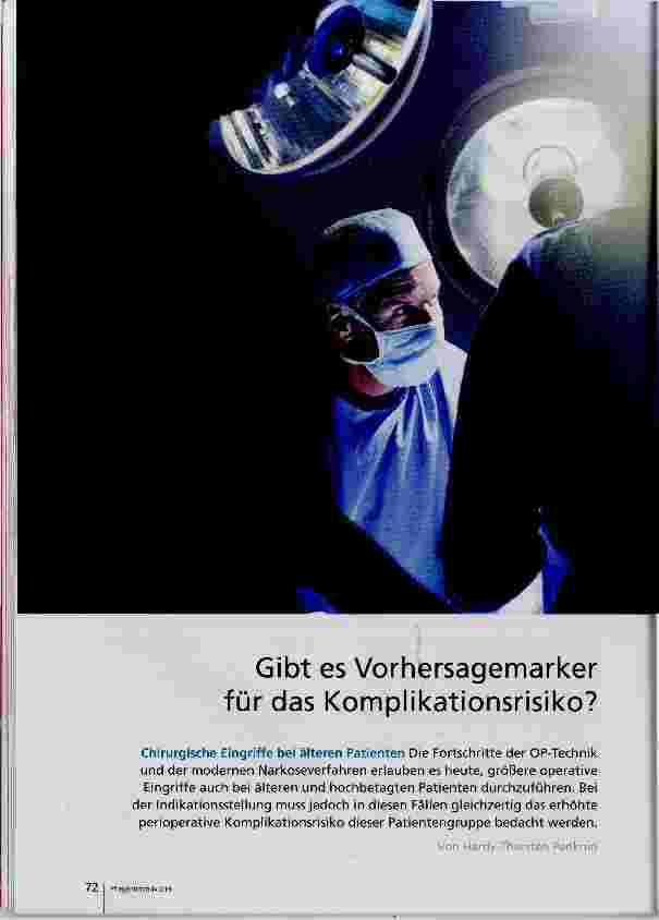 Vorschauseite 1: Gibt es Vorhersagemarker für das Komplikationsrisiko?