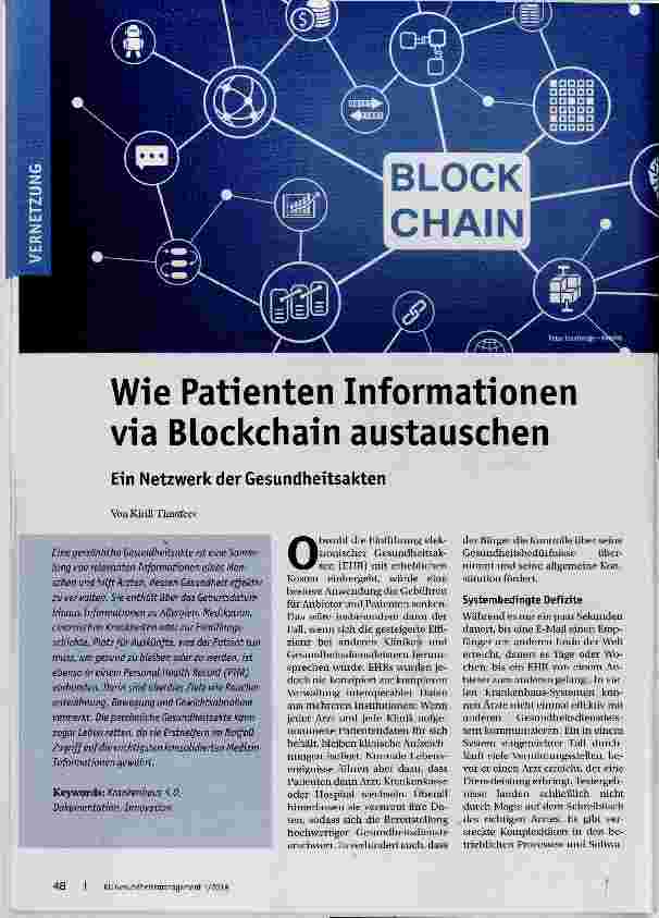 Vorschauseite 1: Wie Patienten Informationen via Blockchaln austauschen