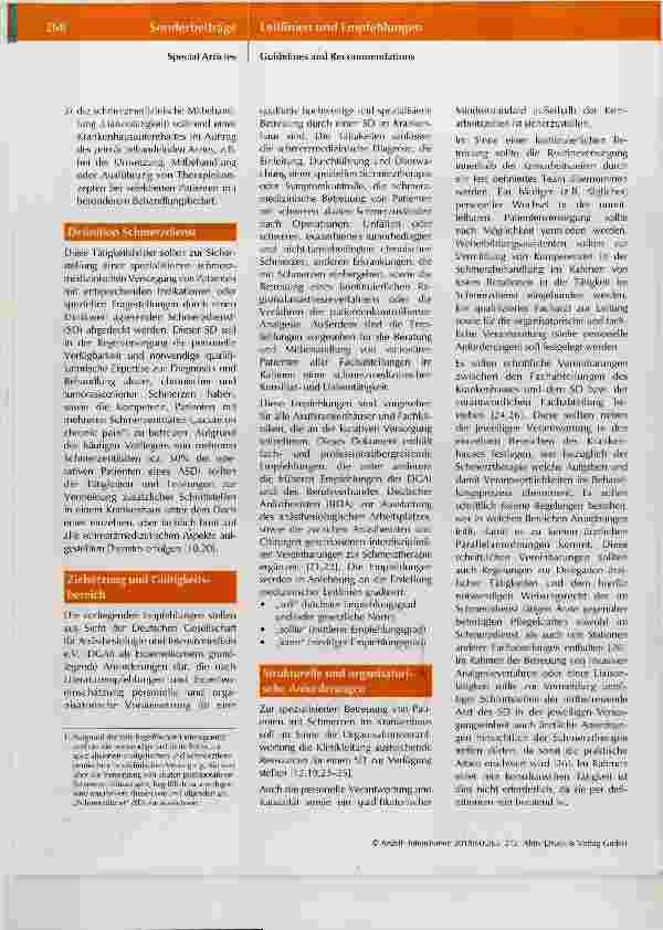 Vorschauseite 4: Personelle und organisatorische Voraussetzungen für Schmerzdienste in Krankenhäusern