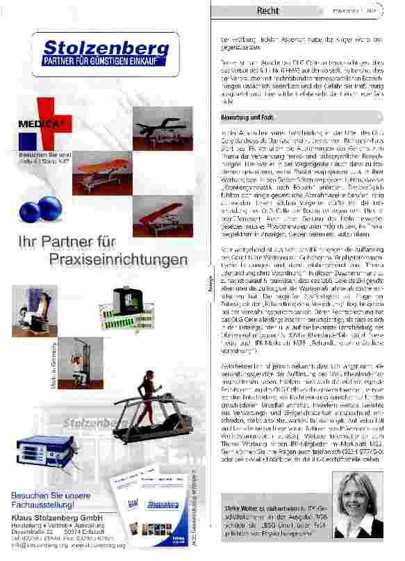 Vorschauseite 2: OLG-Urteil zur Werbung für Physiotherapiepraxen