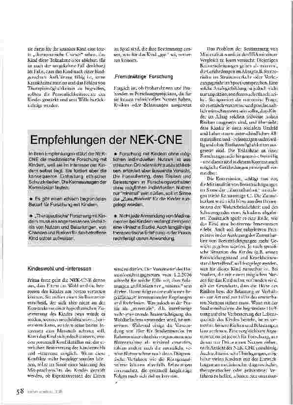 Vorschauseite 2: Unter welchen Bedingungen ist Forschung mit Kindern ethisch?Stellungnahme der Nationalen Ethikkommission