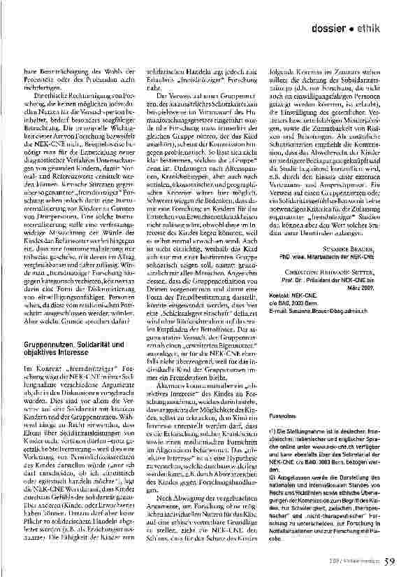 Vorschauseite 3: Unter welchen Bedingungen ist Forschung mit Kindern ethisch?Stellungnahme der Nationalen Ethikkommission