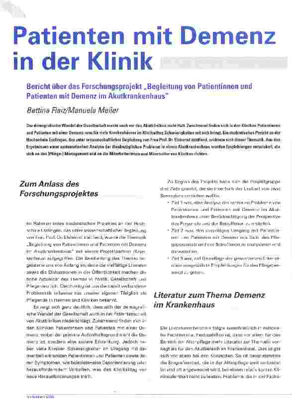 Vorschauseite 1: Patienten mit Demenz in der Klinik