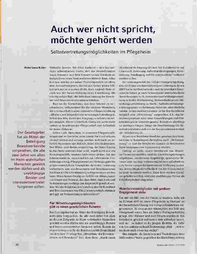 Vorschauseite 1: Auch wer nicht spricht, möchte gehört werden