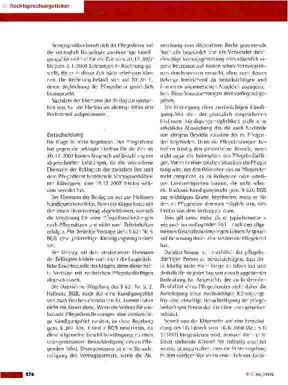 Vorschauseite 2: Kündigungsfrist eines Vertrages für ambulante Pflege dienstleistungen