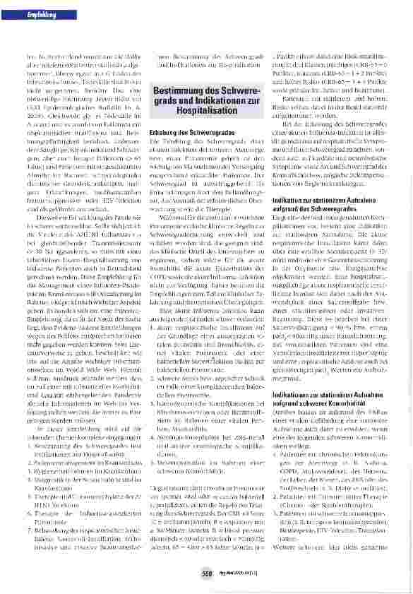 Vorschauseite 2: Management der neuen Influenza A/H1N1-Virus-Pandemie im Krankenhaus: Eine Stellungnahme der Deutschen Gesellschaft für Pneumoiogie und Beatmungsmedizin