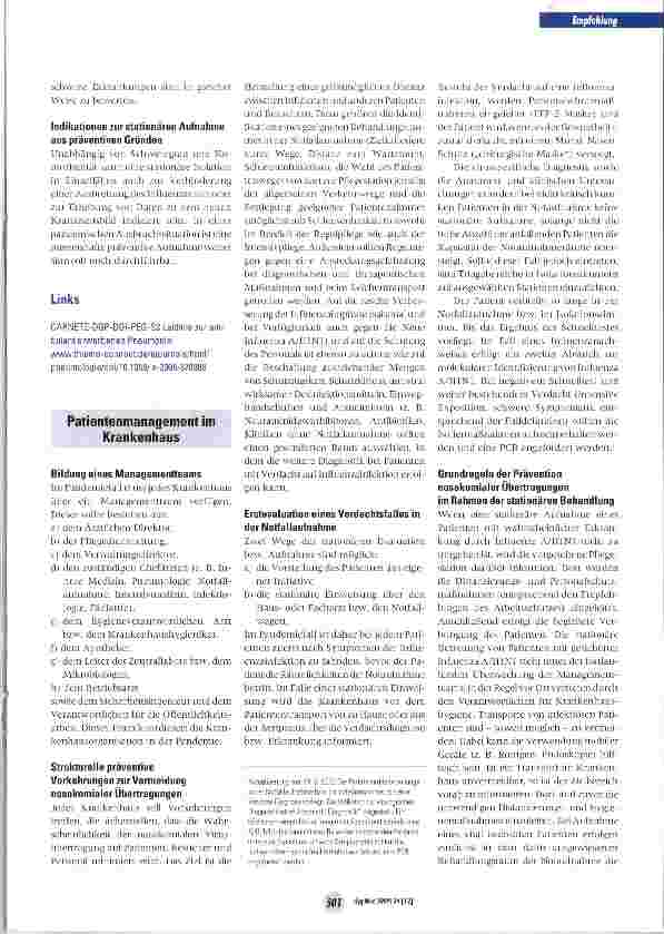 Vorschauseite 3: Management der neuen Influenza A/H1N1-Virus-Pandemie im Krankenhaus: Eine Stellungnahme der Deutschen Gesellschaft für Pneumoiogie und Beatmungsmedizin