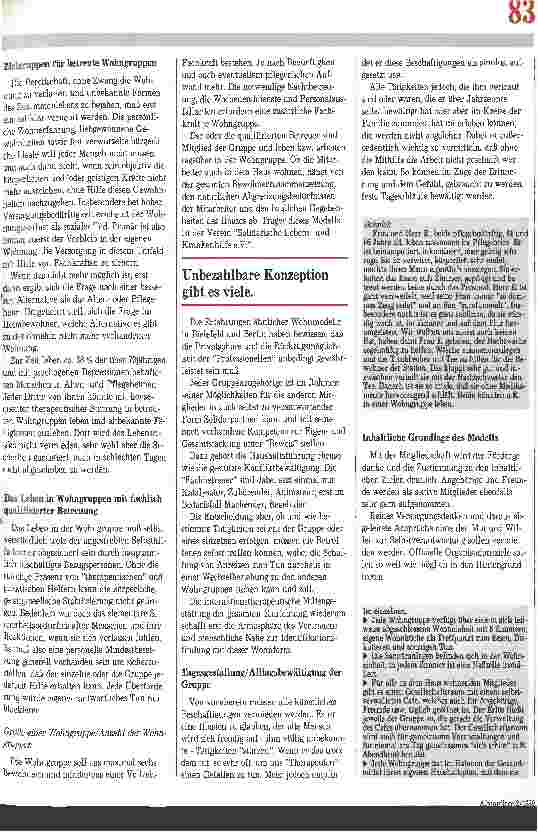 Vorschauseite 2: Solidarische Lebensund Krankenhilfe: Betreute Wohngemeinschaft kranker alter Menschen