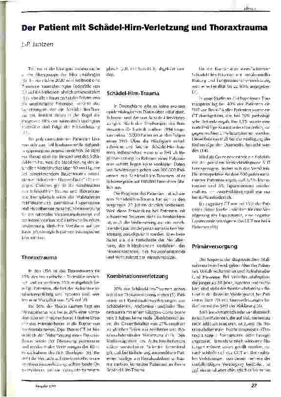 Vorschauseite 1: Der Patient mit Schädel-Hirn-Verletzung und Thoraxtrauma