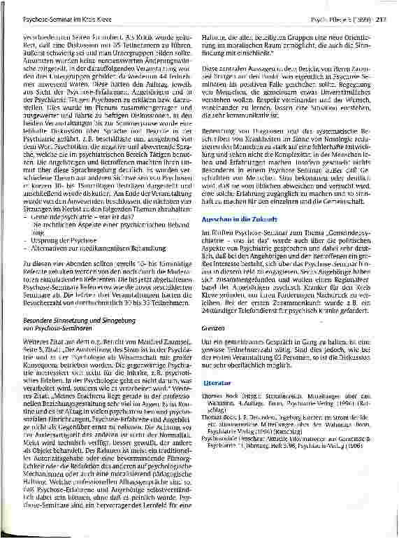 Vorschauseite 4: Psychose-Seminar im Kreis Kleve Entstehung und Konzeption