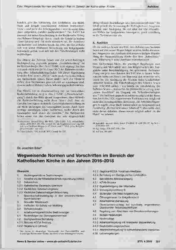Vorschauseite 1: Wegweisende Normen und Vorschriften im Bereich der Katholischen Kirche in den Jahren 2016-2018