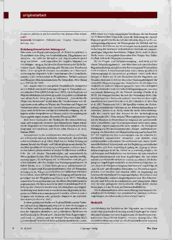 Vorschauseite 2: Bedürfnisse von Patienten mit Migrationshintergrund am LebensendeErgebnisse einer Befragung von ostasiatischen Palliativund Hospizpatienten und ihren Angehörigen zu transkulturell…