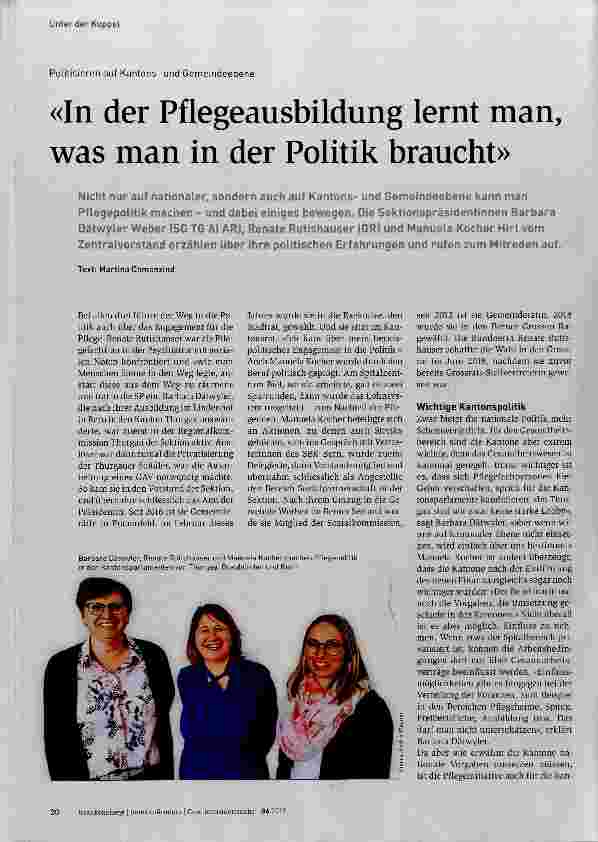 Vorschauseite 1: In der Pflegeausbildung lernt man, was man in der Politik braucht