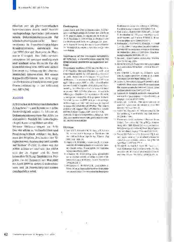 Vorschauseite 5: Beurteilung der Interrater-Reliabilität des Dokumentationssystems für arzneimittelbezogene Probleme im stationären Bereich (APS-Doc)