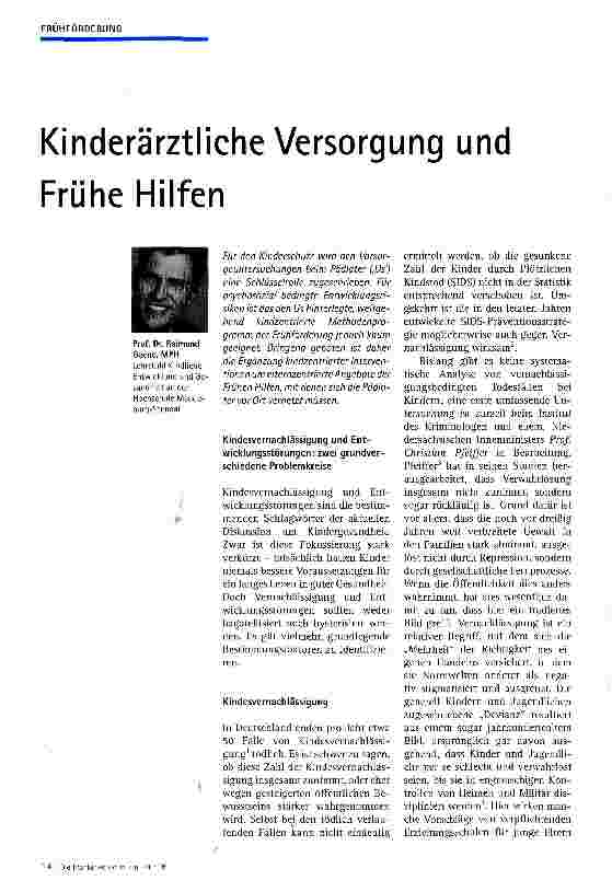 Vorschauseite 1: Kinderärztliche Versorgung und Frühe Hilfen