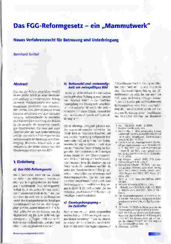 Vorschauseite 1: Das FGG-Reformgesetz - ein „Mammutwerk