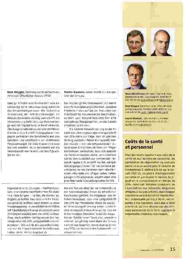 Vorschauseite 2: ArG, Personalverfügbarkeit und Gesundheitskosten