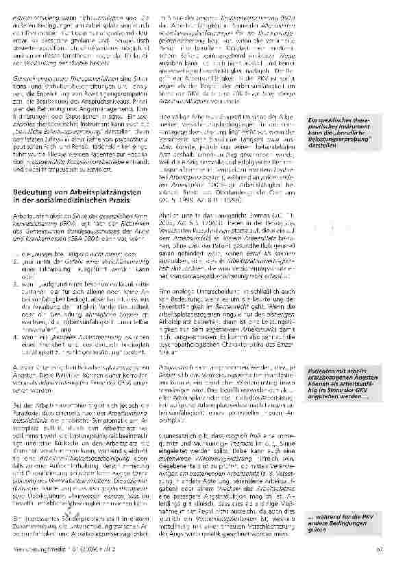 Vorschauseite 5: psychische Erkrankungen, Sozialmedizin, Arbeitsunfähigkeit, BegutachtungArbeitsplatzängste und Arbeitsplatzphobie und ihre Auswirkungen auf die berufliche Partizipation
