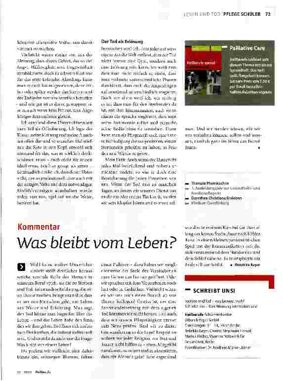 Vorschauseite 1: Was bleibt vom leben?