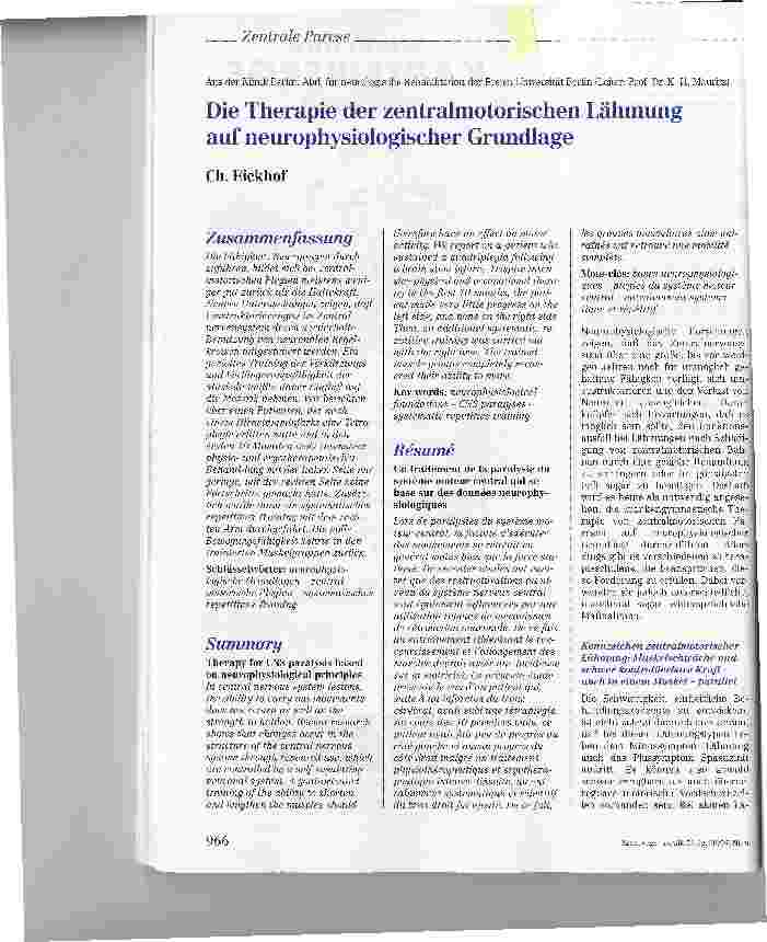 Vorschauseite 1: Die Therapie der zentralmotorischen Lähmung auf neurophysiologischer Grundlage