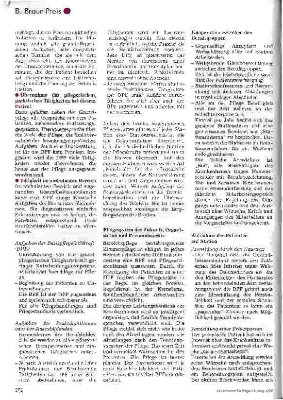 Vorschauseite 3: Braun-Preis 98. Das Krankenhaus von übermorgen 1. Platz für Schulen im Sozialund Gesundheitswesen. Krankenpflegeschule am DRK-Krankenhaus Wilhelm Augustea, Ratzeburg