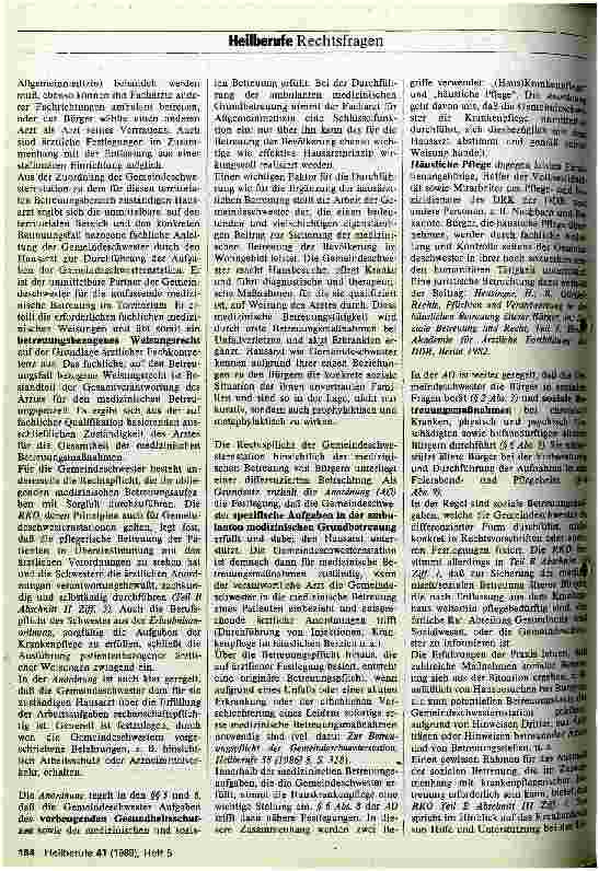 Vorschauseite 2: Zur Gemeindeschwesterordnung