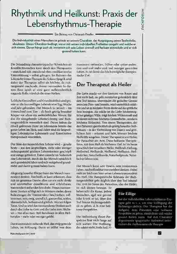 Vorschauseite 1: Rhythmik und Heilkunst: Praxis der Lebensrhythmus-Therapie