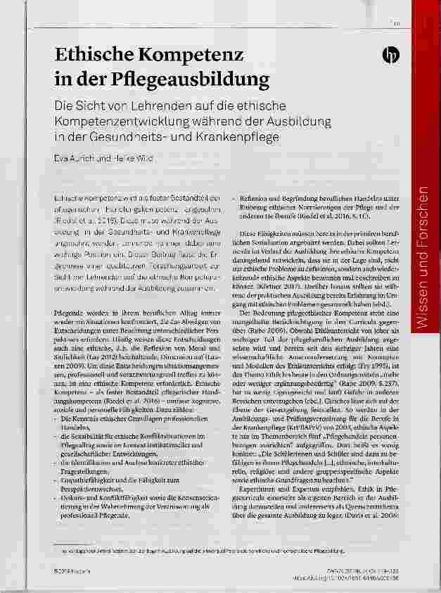Vorschauseite 1: Ethische Kompetenz in der Pflegeausbildung