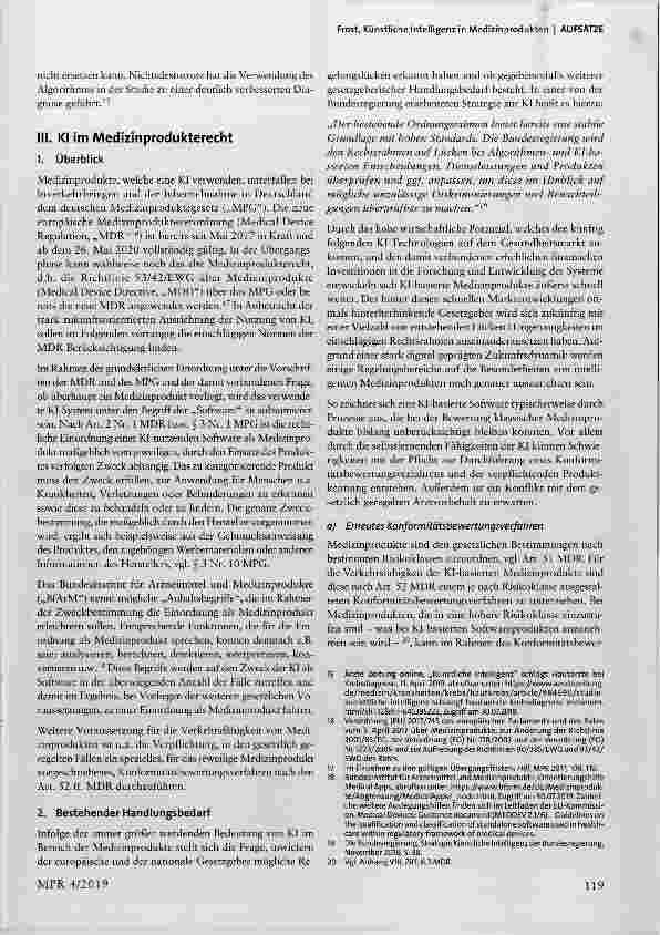 Vorschauseite 3: Künstliche Intelligenz in Medizinprodukten und damit verbundene medizinprodukteund datenschutzrechtliche Herausforderungen