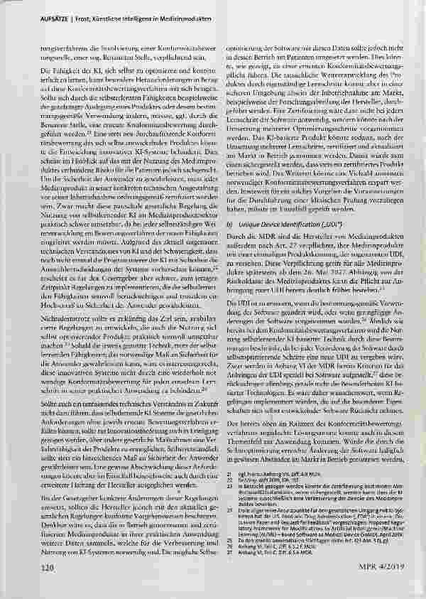 Vorschauseite 4: Künstliche Intelligenz in Medizinprodukten und damit verbundene medizinprodukteund datenschutzrechtliche Herausforderungen