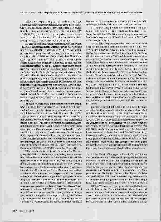 Vorschauseite 2: Keine Klagebefugnis für Gleichstellungsbeauftragte bezüglich ihrer Beteiligungsund Mitwirkungsaufgaben