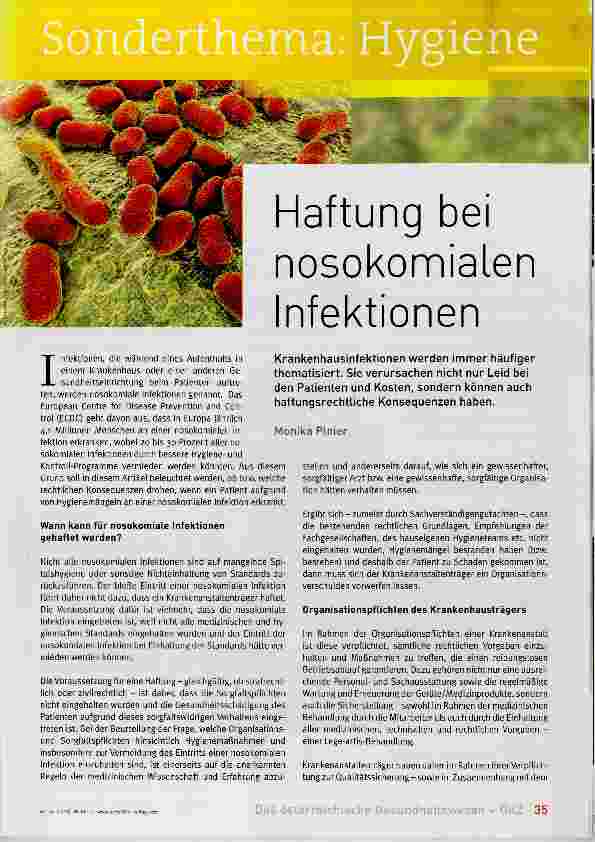 Vorschauseite 1: Haftung bei nosokomialen Infektionen