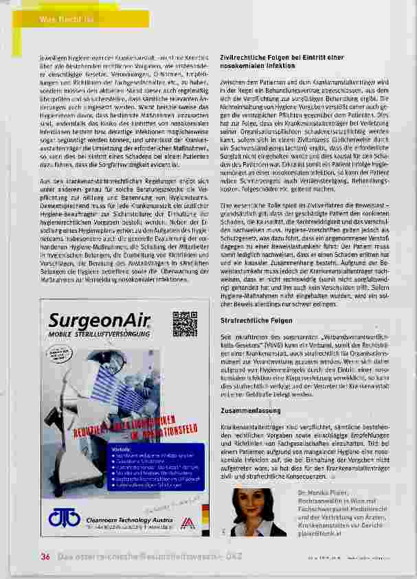 Vorschauseite 2: Haftung bei nosokomialen Infektionen