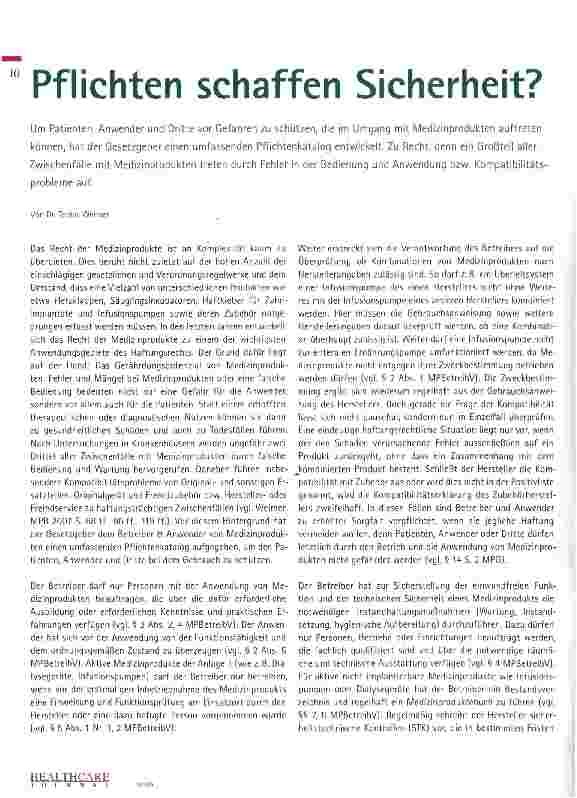 Vorschauseite 1: Pflichten schaffen Sicherheit?