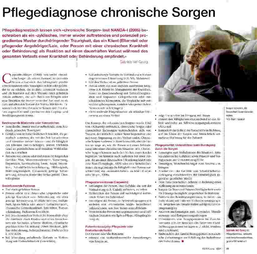 Vorschauseite 1: Pflegediagnose chronische Sorgen